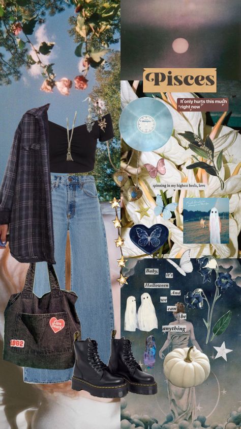 pisces autumn🌧🌿 #pisces #astrology #zodiac #taylorswift #taylorsversion #vintage #midnights #music #green #folklore #cute #aesthetic Neptune Aesthetic Outfit, Pisces Mercury Aesthetic, Pisces Rising Aesthetic Outfits, Pisces Rising Outfit, Pisces Venus Style Aesthetic, Pices Venus Fashion, Pisces Clothes Style, Pisces Girl Aesthetic, Pisces Venus Style Outfits