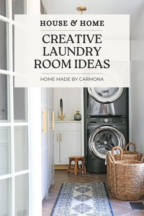 We may hate doing laundry, but these smart laundry room design solutions might just win us over! From smart laundry room layouts, to must-have design features, and the perfect organizing hacks | Home Made by Carmona Front Entry Laundry Room, Must Have Laundry Room Features, Mcm Laundry Room, Entryway Laundry Room Ideas, Small Laundry Room Layout, Laundry Room Size Layout, Laundry Room Must Haves, Laundry Room Office Combo, Galley Laundry Room Ideas