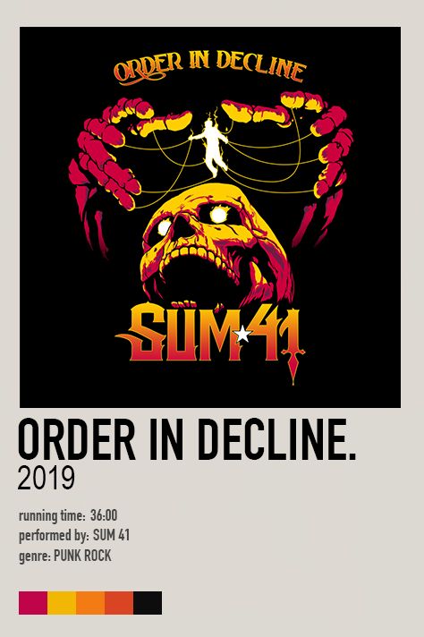 Order in Decline - Sum 41 (2019) Sum41 Poster, Album Posters, Know Who You Are, Wallpaper Pc, Album Art, Music Stuff, Dark Aesthetic, Punk Rock, Rock Bands