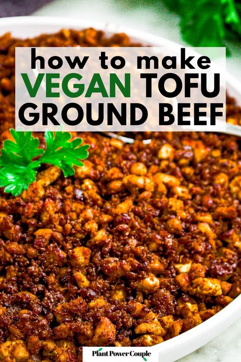 Elevate your plant-based cooking with this incredible tofu beef recipe! Crumbled tofu transforms into a savory vegan ground beef alternative that's perfect for tacos, lasagna, and more. With simple pantry ingredients and minimal effort, you can enjoy the rich flavor and texture of meat without the hassle. Plus, it's budget-friendly and oh-so-delicious! Tacos Lasagna, 3 Ingredients Recipes, Tofu Ground Beef, Tofu Beef, Crumbled Tofu, Vegan Meat Recipe, Vegan Burger Recipe, Vegan Ground Beef, Protein Vegetarian