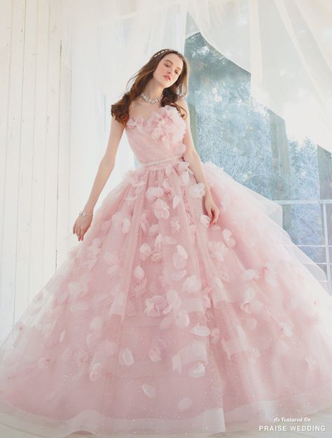 This blush floral ball gown from Kiyoko Hata featuring shimmering magic shouting romance! » Praise Wedding Community Floral Ball Gown, Cherry Blossom Dress, Blossom Dress, Angel Fashion, Romance Wedding, Designer Dresses Casual, Muslimah Fashion Outfits, Brides Wedding Dress, Stylish Dress Book