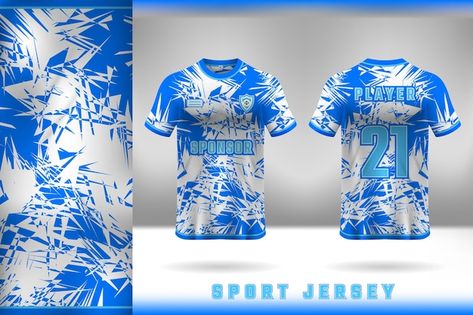 A blue jersey for a sports team | Premium Vector #Freepik #vector #blue #red #men #color Blue Jersey Design Volleyball, Volleyball Jersey Design Ideas T Shirts, Volleyball Jerseys Design Men, Blue Volleyball, Volleyball Jersey Design, Jersey Ideas, Jersey Template, Volleyball Jersey, Jersey Mockup