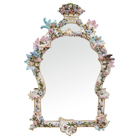 Modern Rococo Aesthetic, Coquette Asthetic, Rococo Room, Modern Rococo, Rococo Mirror, Porcelain Mirror, Rococo Decor, Rococo Design, Rococo Furniture