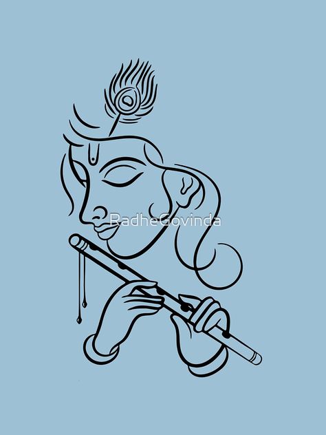 "Divine Krishna " Essential T-Shirt for Sale by RadheGovinda Krishna Outline Drawing, Krishna Outline, Dipawali Images, Krishna Line Art, Divine Krishna, Krishna Wall Painting, Cnc Jali, Krishna Sketch, Football Logo Design