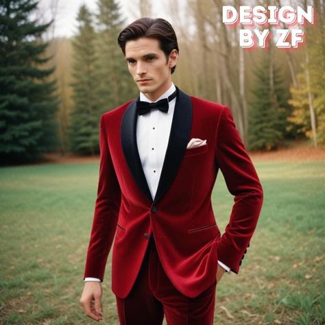 Red Velvet Tuxedo, Wedding Guest Men, Suits Groom, Velvet Tuxedo, Formal Fashion, White Tuxedo, Stylish Suit, Body Measurement, Red Suit