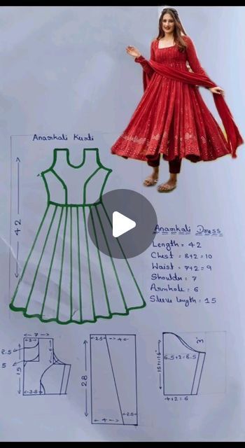 fashion designer on Instagram: "Anarkali Kurti drafting Please subscribe and follow our YouTube channel for more videos  https://www.youtube.com/@Dressdesigner456  #anarkali  #kurti  #instagood  #reelsworld #viralreels  #explorepage  #instagram  #reelsinstagram" Anarkali Dress Stitching Ideas, Kurti Drafting Pattern, Kurti Stitching Ideas, Latest Anarkali Designs, Anarkali Kurti Design, Anarkali Patterns, Puff Sleeve Pattern, Anarkali Designs, Sewing Measurements