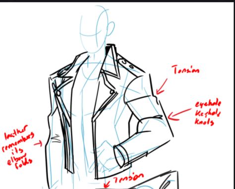 Jackets Reference Drawing, How To Draw Jackets Design Reference, Hand In Coat Pocket Reference Drawing, Letterman Jacket Drawing Reference, Collard Shirt Drawing Reference, Leather Jacket Art Drawing, Shoulder Armor Drawing Reference, Drawing Jackets Design Reference, Jacket Tutorial Drawing