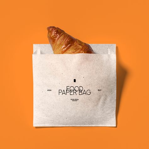 Free Food Paper Bag Mockup PSD Food Paper Bag, Paper Bag Mockup, Food Paper, Food Mockup, Bread Packaging, Menu Mockup, Jar Of Jam, Bakery Branding, Paper Food