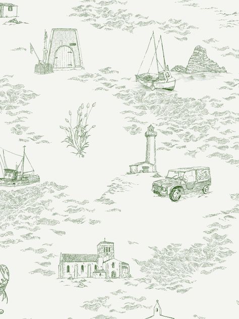 Pink toile wallpaper