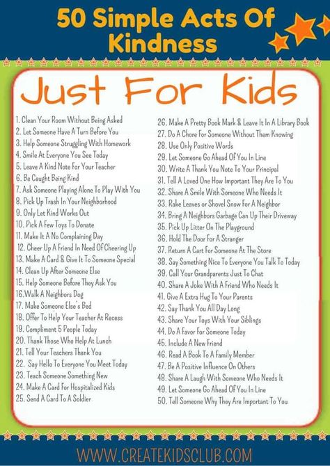 Get this FREE Printable with 50 Random Acts of Kindness For Kids (ad). All ideas are free & are simple enough for children to do on their own. Spread Kindness. Volunteer Ideas For Kids, Act Of Kindness Ideas For Kids, Kindness Projects For Kids, Act Of Kindness Ideas, Kindness Activities For Kids, Random Acts Of Kindness Ideas, Acts Of Kindness For Kids, Acts Of Kindness Ideas, Simple Acts Of Kindness