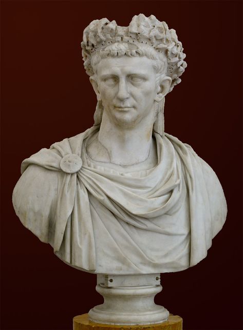 Emperor Claudius wearing the corona quercea (oak wreath), Roman bust (marble), 1st century AD, (Museo Archeologico Nazionale, Naples). Claudius Emperor, Famous Greek Sculpture, Oak Wreath, Roman Bust, Roman Busts, Emperor Augustus, Ancient Roman Art, Roman Republic, Rome Antique