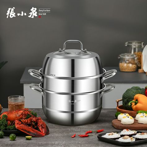 1. The steamed plate umbrella diversion design make the plate not water. 2. Visual glass cover. 3. Strong sealing, strengthen the internal heat circulation, reduce nutrient loss and the heating time.(C35500300/C35500200/C35500100) #cookware #steamerpot Steamer Pot, Kitchenware Products, Pot Set, Glass Cover, Pot Sets, Kitchen Utensils, Cookware, Umbrella, Heat