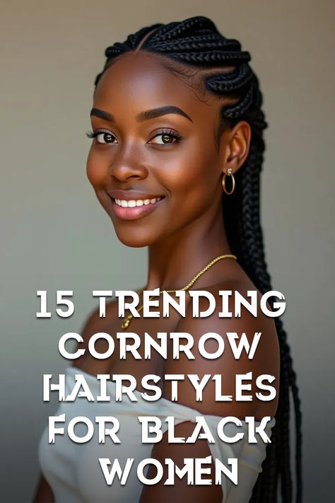 15 Trending Cornrow Hairstyles for Black Women Best Cornrow Hairstyles Black Women, Trending Cornrow Hairstyles 2024, Cornrows For Black Women Natural Hair, Cornrow Ponytail Hairstyles Black Women, Simple Cornrow Ideas, Braided Updo For Black Women, Four Braids Cornrow, Trending Cornrows, Cornrow Hairstyles For Black Women