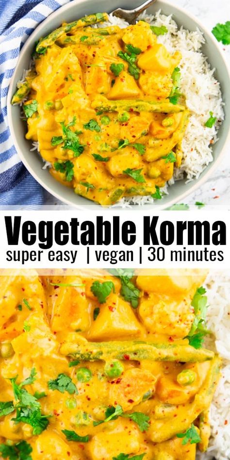 Vegetable Korma Recipe, Vegetable Korma, Vegan Indian Recipes, Korma Recipe, Nutrition Health, Indian Food Recipes Vegetarian, Vegan Dinner Recipes, Vegan Eating, Vegan Dishes