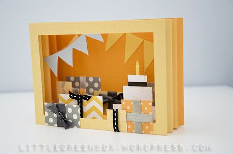 Diorama-14 Diorama Tutorial, Birthday Present Diy, Diy Pop Up Cards, Pop Up Box Cards, Green Box, Box Cards, Interactive Cards, 3d Cards, Card Making Tutorials