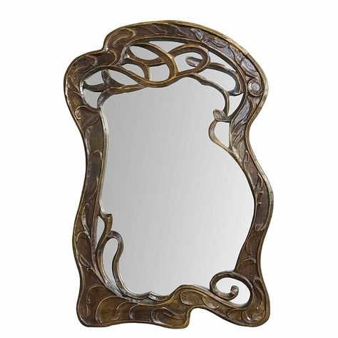 The wonders of contemporary decorative arts are captured with extreme artisanal skill in newest addition to the luxury lineup of designer Hand Carved Mango Wood Curving Branches Accent Mirror. Each exotic mango wood frame is hand-carved into an art nouveau masterpiece with its whiplash curves and flowing, natural lines representing organic, botanical imagery. The hand-jointed carving is an evident work of an artist, no machine can create such unique carvings. Starting with a rectangular block of Mantel Mirrors, Decorative Wall Mirror, Contemporary Wall Mirrors, Wood Wall Mirror, Branch Design, Decor Pillows, Art Nouveau Design, Accent Mirror, Handcrafted Art