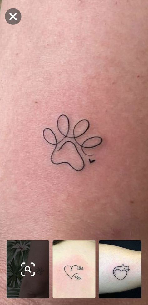 Sgrho Tattoos, Outline Tattoo Ideas, Dog Outline Tattoo, Tatoo Dog, One Line Tattoo, Tattoos For Dog Lovers, Pawprint Tattoo, Small Shoulder Tattoos, Dog Paw Tattoo