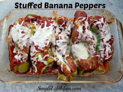 Stuffed Banana Peppers – Simple Life Mom Banana Pepper Recipes, Best Stuffed Pepper Recipe, Sausage Italian, Recipes With Banana Peppers, Dinner Simple, Dinners Healthy, Banana Peppers, Recipe Italian, Pepper Recipes