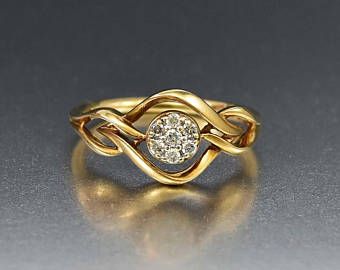 Vintage Love Knot Diamond Ring, 10K Yellow Gold 1/4 CT Diamond Cluster Ring, Retro 1970s Infinity Engagement Ring Bridal Fine Jewelry Meaningful Ring Designs, Light Weight Rings Gold, Unique Gold Rings For Women, New Ring Designs Gold, Knot Diamond Ring, Modern Gold Ring, Antique Gold Rings, Couple Ring Design, Unique Gold Rings