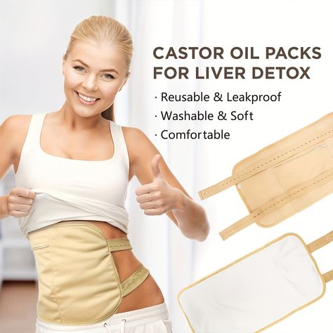 Castor Oil Pack Wrap Reusable Organic Castor Oil Pack Kit With Storage Bag Adjustable Elastic Strap Bamboo Fabric Machine Washable Anti Castor Oil Leak Oil Not Included | Buy More, Save More | Temu Caster Oil Packs, Kidney Detox, Castor Oil Packs, Regular Bowel Movements, Liver Detoxification, Relieve Constipation, Organic Castor Oil, Liver Detox, Remove Toxins