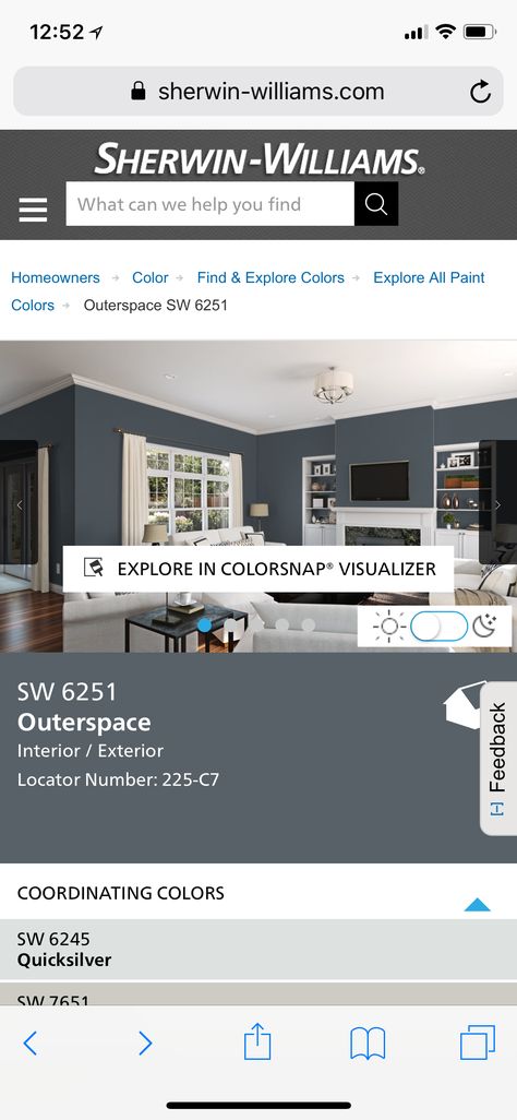 Sherwin Williams Outer Space, Basement Remodeling, Sherwin Williams, Coordinating Colors, Outer Space, Paint Colors, Interior And Exterior, Sweet Home, Exterior