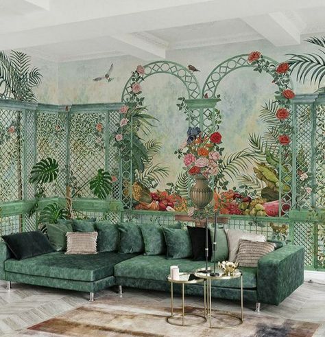 Tropical Interiors, Trailing Flowers, Colorful Room Decor, Selfie Wall, Beautiful Wall Hanging, Wedding Background Decoration, Trellis Wallpaper, Classic Wedding Decorations, Garden Frame