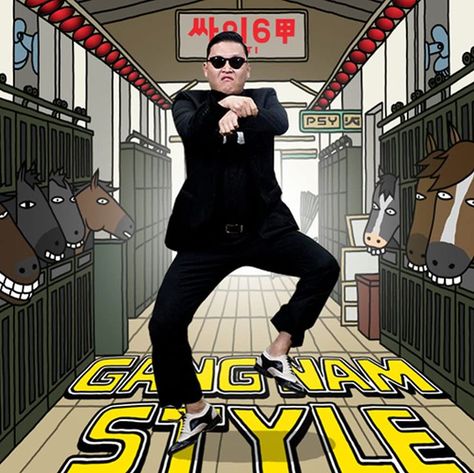 On July 15, 2012, South Korean singer and rapper Psy broke onto the global music scene with a bright blue tuxedo, an unforgettable horse-riding dance and an energetic beat that dropped to the catchy lyric, "Oppan Gangnam style." Psy Kpop, 2010 Nostalgia, Psy Gangnam Style, Era Aesthetic, Oppa Gangnam Style, 2010s Nostalgia, Early 2010s, Bollywood Posters, Blue Tuxedos