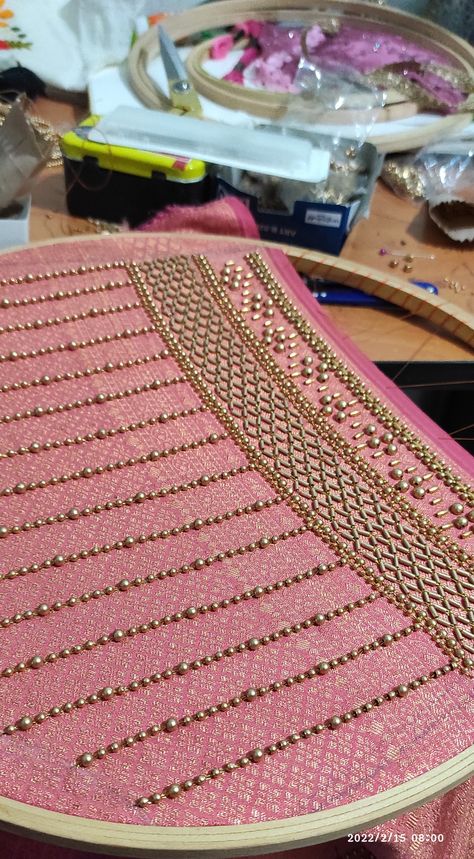 Aari Worked Blouse, Saree Blouse Beads Work, Aari Work For Hand Design, Kothumai Bead Aari Work, Arri Work Hand Design, Aari Work Dress Designs, Rice Bead Aari Work, Embroidery Aari Work Blouse, New Model Aari Work Blouse Design