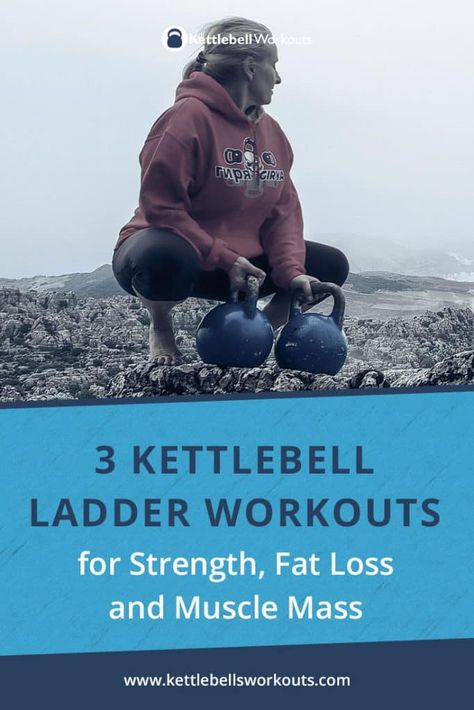 3 Kettlebell Ladder Workouts for Strength, Fat Loss and Muscle Mass Kettlebell Pull Workout, Ladder Workouts, Workouts For Strength, Kb Workout, Kettlebell Strength Training, Kettlebell Workouts For Women, Kettlebell Workout Routines, Best Kettlebell Exercises, 30 Day Workout Plan