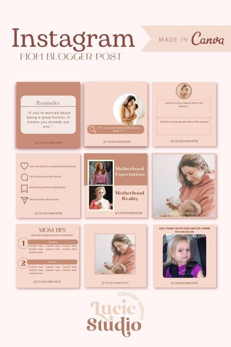 Mom Blogger Instagram Content, Mommy Blogger Instagram Feed, Motherhood Instagram Feed, Comunity Manager, Instagram Grid Design, Instagram Design Layout, Instagram Mom, Social Media Branding Design, Inpirational Quotes