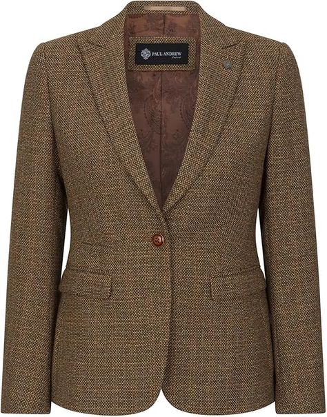 Women's Blazer Brown Tweed Tailored Fit Formal Jacket at Amazon Women’s Clothing store Formal Jackets For Women, Formal Jacket, Brown Tweed, Timeless Dress, Chic Accessories, Amazon Women, Elegant Woman, Unique Fashion, Elegant Dresses