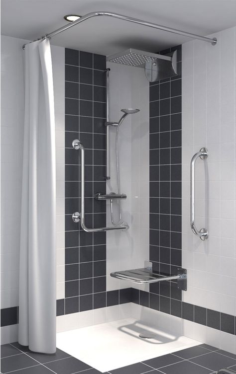 Bathroom Remodel Small Diy, Small Space Bathroom Design, Bathroom Layout Plans, Accessible Bathroom Design, Garage To Living Space, Condo Bathroom, Grab Bars In Bathroom, Bathroom Shower Design, Small Space Bathroom