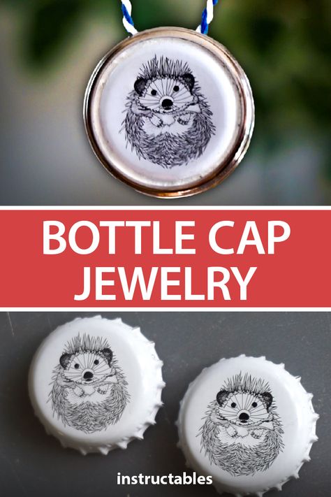 Make various pieces of jewelry from bottle caps and metal discs salvaged from broken hard drives.  #Instructables #necklace #pendant #upcycled #reuse #recycle Beer Caps Diy, Upcycle Jewelry Box, Diy Bottle Cap Crafts, Market Day Ideas, Bottle Cap Projects, Bottle Cap Jewelry, Upcycle Crafts Diy, Diy Beer, Beer Bottle Cap