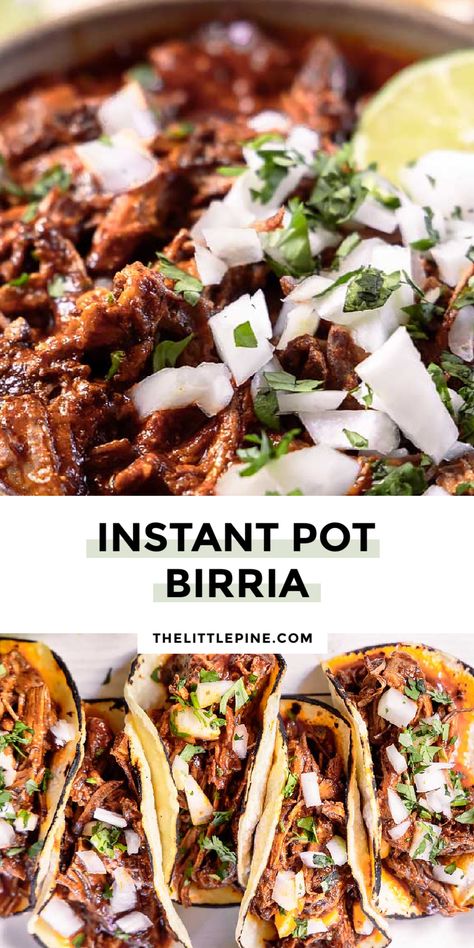 Instant pot birria is a traditional Mexican stew with a mouthwatering depth of flavor that’ll keep you coming back for more. Beef Birria Instant Pot, Birria Crock Pot Recipes, Easy Instant Pot Birria Tacos, Lengua Recipe Mexican Instant Pot, Beef Birria Recipe Mexican Instant Pot, Instant Pot Birria Tacos Recipe, Mexican Pot Roast Instant Pot, Instant Pot Rio Recipes, Birria Pressure Cooker