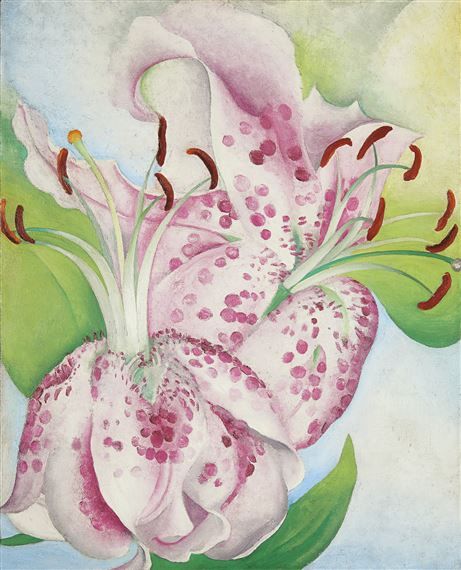 O'Keeffe, Georgia | Pink Spotted Lillies (1936); Oil on canvas, 20x16in; Signed | MutualArt Georgia O'keefe Art, Georgia O Keeffe Paintings, O Keeffe Paintings, Georgia Okeefe, Alfred Stieglitz, Georgia O Keeffe, O Keeffe, Arte Floral, American Artists