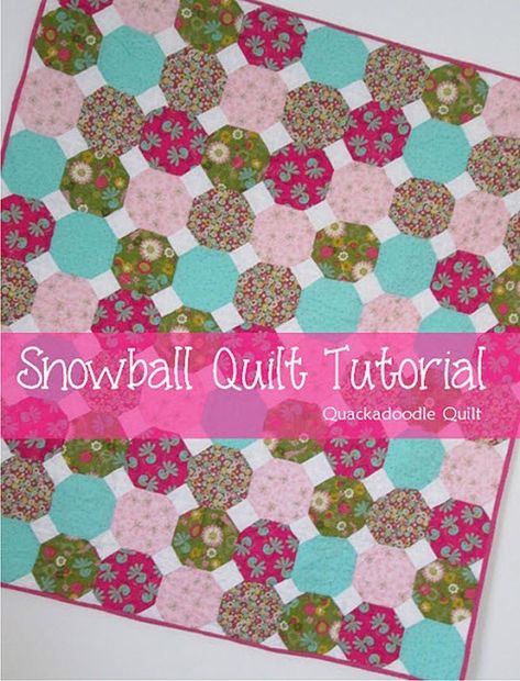 Snow days | Snowball quilt block – Quilting Snowball Quilt Block, Octagon Quilt, Snowball Quilts, Charm Square Quilt, Charm Pack Quilts, Finished Quilts, I Spy Quilt, Quilt Tutorial, Easy Quilt Patterns