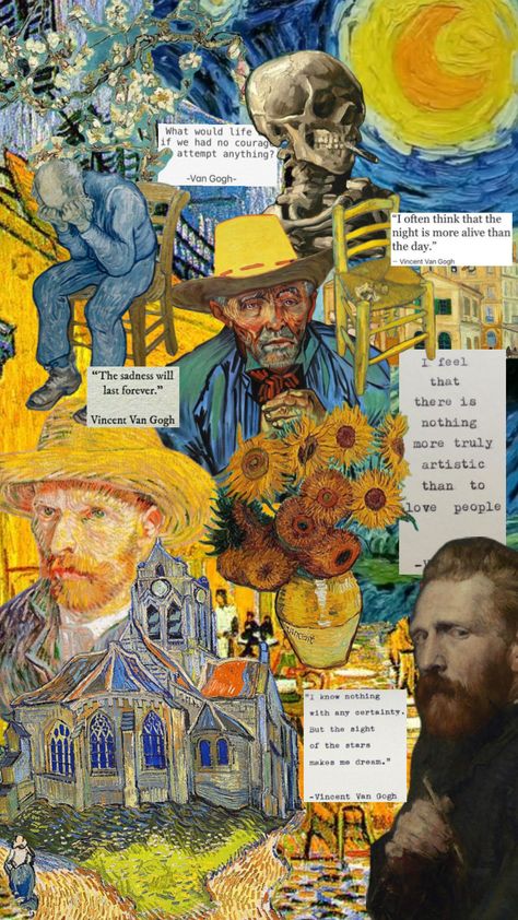 Vincent Van Gogh #vintage #books #art #myfirstshuffle #moodboard #aesthetic #collage #vangogh #artcollage #history #colorful #stars #cafe #flowers #painting #arthistory Van Gogh Aesthetic, Best Friends Brother, Vincent Van Gogh Art, Vincent Van Gogh Paintings, Moodboard Aesthetic, Art Van, Van Gogh Paintings, Van Gogh Art, Painting Collage