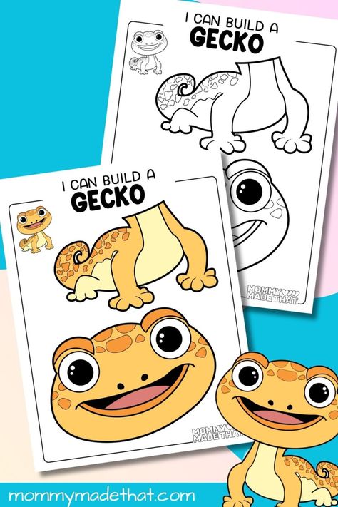 Printable Gecko Craft (Free Template) Lizard Crafts For Kids, Reptile Crafts Preschool, Reptile Crafts For Kids, Gecko Craft, Popsicle Stick Halloween, Popsicle Sticks Halloween Crafts, Origami Printables, Lizard Craft, Reptile Crafts