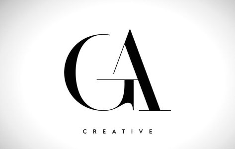 GA Artistic Letter Logo Design with Serif Font in Black and White Colors Vector Illustration Ga Letter Logo, Ga Logo Design, Architects Logo, Hair Logo Design, Makeup Logo Design, Logo Nail, Packaging Logo, Architect Logo, Skincare Logo