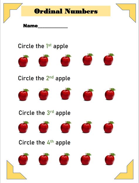 Interactive worksheet for your little ones🤩 Ordinal Number Worksheet Kindergarten, Ordinal Numbers Chart, Ordinal Number Activities, Cardinal And Ordinal Numbers Worksheet, Ordinal Numbers Worksheets, Ordinal Numbers, Number Worksheets, Kids Corner, Kindergarten Worksheets