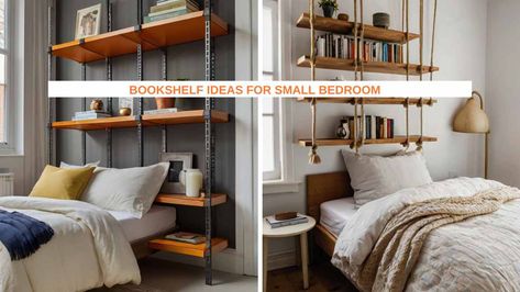 Maximize space in your bedroom with creative bookshelf ideas for small bedrooms! Try floating shelves, built-in units, or corner shelves to add storage without taking up too much room. These stylish solutions will keep your books organized while adding a decorative touch. #SmallBedroom #BookshelfIdeas #SpaceSaving Hanging Bookshelves, Narrow Bookshelf, Ideas For Small Bedrooms, Slim Bookcase, Bookshelf Headboard, Creative Bookshelves, Modern Boho Bedroom, Cool Bookshelves, Bookshelf Ideas