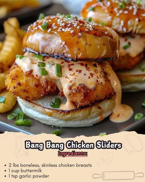 The Pioneer Woman_Ree Drummond � "Recipes" | Bang Bang Chicken Sliders 🌶️ | Facebook Sliders Recipes Chicken, Ree Drummond Recipes, Bang Bang Chicken, Parmesan Chicken Wings, Boston Baked Beans, Garlic Parmesan Chicken Wings, Grandma's Recipes, Chicken Wrap Recipes, Chicken Sliders