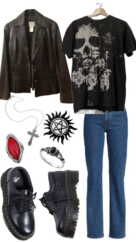 #supernatural #grunge #outfitinspo #vintage #vibes #supernaturalaesthetic Spn Outfits, Supernatural Aesthetic Outfit, Supernatural Outfit Ideas, Supernatural Outfit Ideas Women, Supernatural Style Inspired Outfits, Supernatural Clothes, Supernatural Hunter Outfit Female, Supernatural Fashion, Supernatural Inspired Outfits