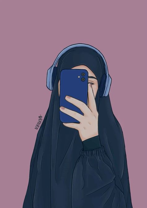 Girly Art Illustrations Life, Hijabi Pfp Cartoon, Hijabi Pfp, Hijab Cartoon Wallpaper, Instagram Hilight Ideas, Cute Hijab Cartoon, Cartoon Art Prints, Hijab Illustration, Cute Hijab Cartoon Wallpaper