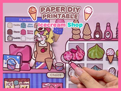 Innovative Paper Craft Ideas for DIY Enthusiasts Paper Ice Cream Shop Printable, Kawaii Paper Crafts Printable, Charibo Art Paper Doll, Printable Paper Crafts Templates, Paper Diy Printable, Charibo Art Coloring Pages, Craft Templates Printable, Charibo Art, Printable Paper Toys Templates