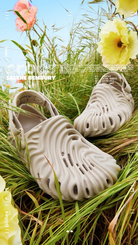 The Salehe Bembury x Crocs Pollex Clog 'Horchata' just dropped. Shop now: https://feature.com/collections/crocs Crocs Inspiration, Crocs X Salehe, Crocs Pollex Clog, Salehe Bembury, Shoe Photography, Food Videography, Product Visualization, Crocodile Logo, Shoes Illustration