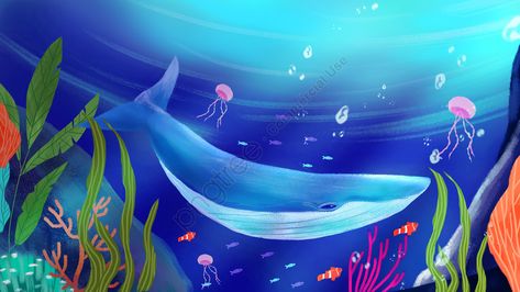 Beautiful underwater world deep sea whale hand drawn illustration illustration image Underwater Dreamland Drawing, Drawing Underwater, Illustration Underwater, Denyse Klette, Beautiful Underwater, Sea Whale, Whale Illustration, Font Illustration, Graphic Design Background Templates