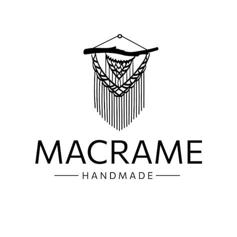 Macrame Logo Design Ideas, Macrame Logo Ideas, Macrame Logo Design, Macrame Logo, Plant Holder Macrame, Handmade Logo Design, Logo Design Branding Simple, Logo Line Art, Handmade Hanger