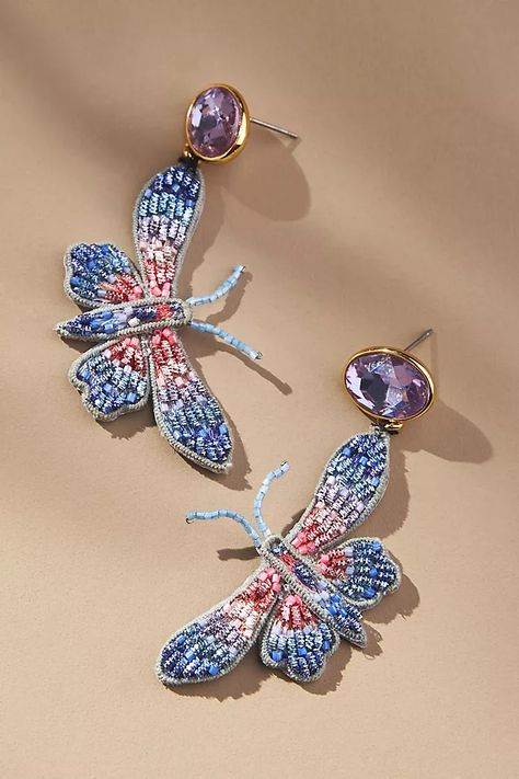 Women's Jewelry | Fashion Jewelry for Women | Anthropologie Beaded Butterfly Earrings, Wire Embroidery, Bead Butterfly, Anthropologie Earrings, Beaded Butterfly, Mignonne Gavigan, Jewerly Beads, Anthropologie Accessories, Bead Embroidery Jewelry