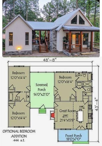 Dog Trot House Plans, Dog Trot House, Vacation House Plans, Casa Hobbit, Rumah Minecraft Sederhana, Casas The Sims 4, Small Cabin, Cabin Plans, Cabins And Cottages